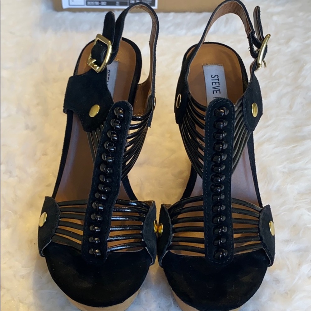 Steve Madden Tuscaan Black Wedges in SZ 5.5